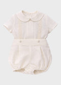 Completo Cerimonia Lino Panna 23845 corredino e abbigliamento neonato | NANU' BABY