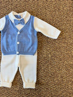 Completo con Papillon Neonato Azzurro 6815/A corredino e abbigliamento neonato | NANU' BABY