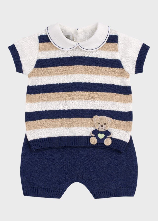 Completo Corto Teddy Blu EK6052 corredino e abbigliamento neonato | NANU' BABY