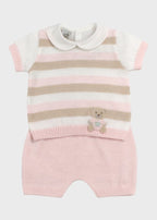 Completo Corto Teddy Rosa EK6052/R corredino e abbigliamento neonato | NANU' BABY