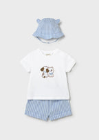 Completo Cotone Cappello Pantaloncino Turchese 1276/38 corredino e abbigliamento neonato | NANU' BABY
