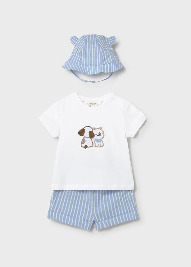 Completo Cotone Cappello Pantaloncino Turchese 1276/38 corredino e abbigliamento neonato | NANU' BABY