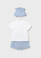 Completo Cotone Cappello Pantaloncino Turchese 1276/38 corredino e abbigliamento neonato | NANU' BABY