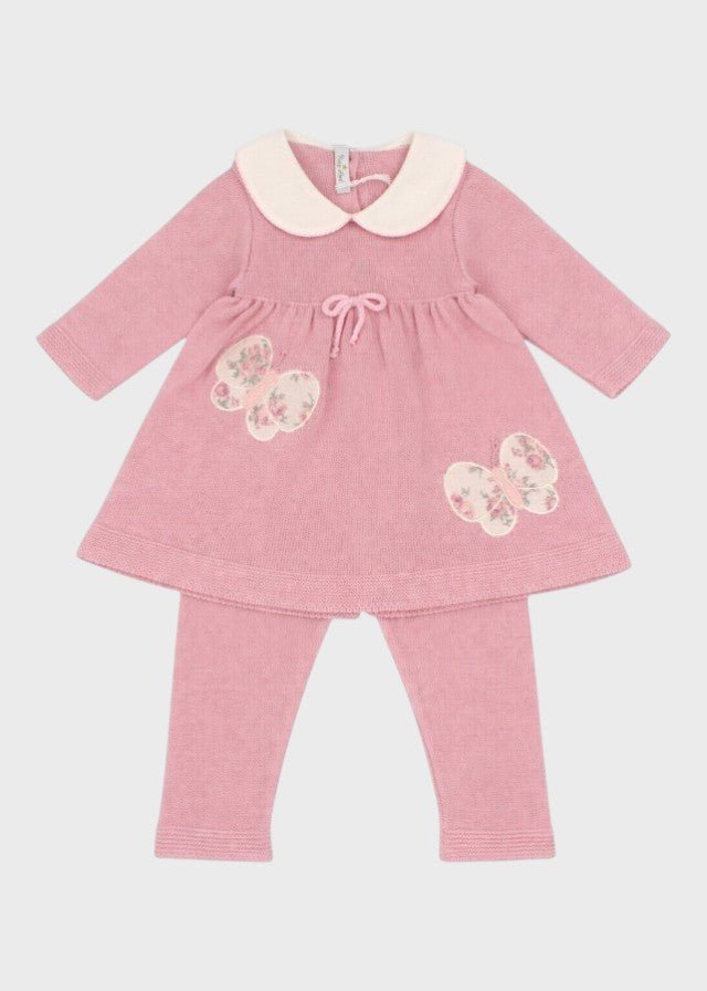 Completo Cotone Farfalle Rosa Antico 456 corredino e abbigliamento neonato | NANU' BABY