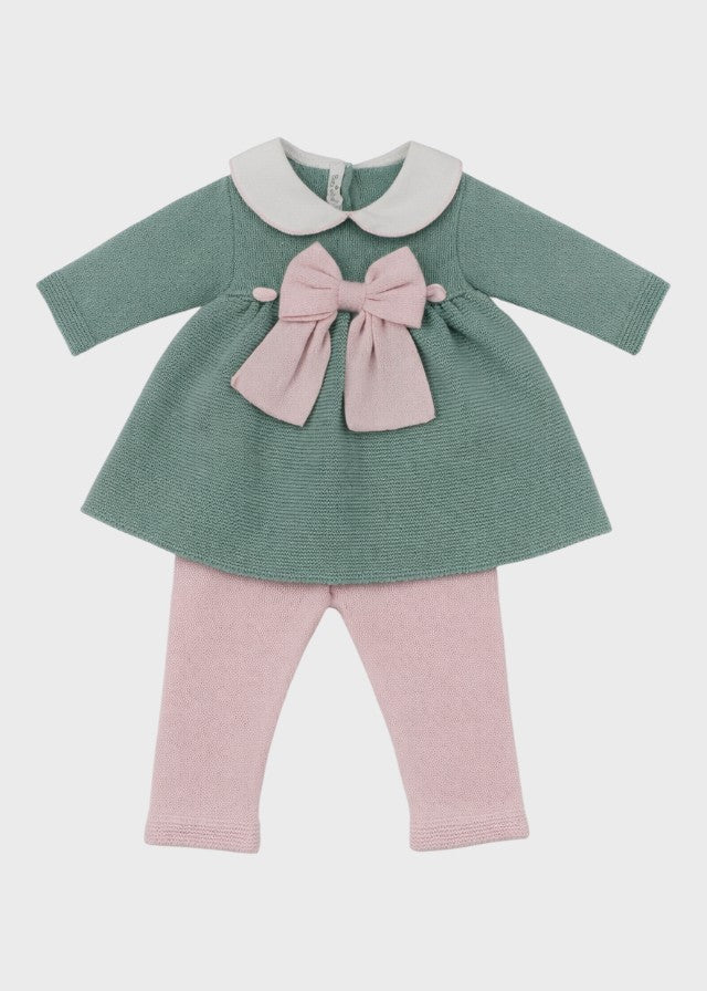 Completo Cotone Fiocco Verde Rosa 478 corredino e abbigliamento neonato | NANU' BABY