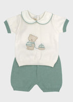 Completo Cotone Orsetto Bianco Verde 577 corredino e abbigliamento neonato | NANU' BABY