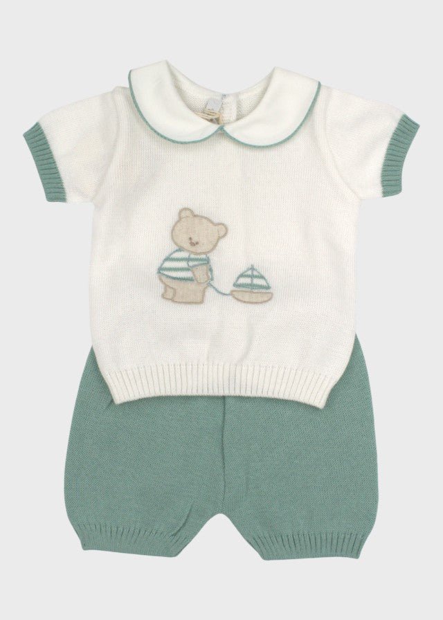 Completo Cotone Orsetto Bianco Verde 577 corredino e abbigliamento neonato | NANU' BABY