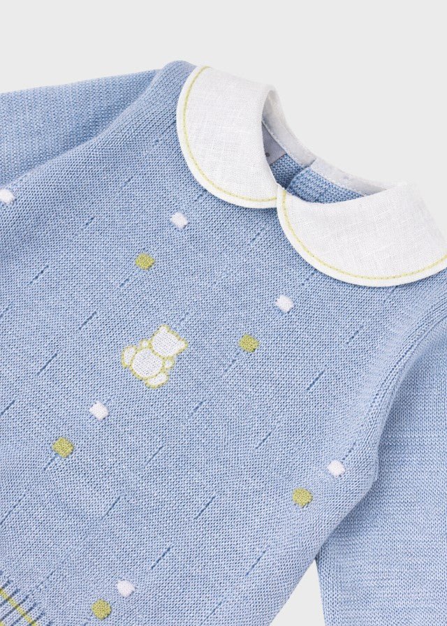 Completo Cotone Pois Nocciolina Cielo EK5650 corredino e abbigliamento neonato | NANU' BABY