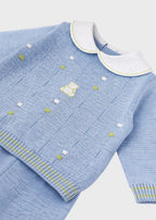 Completo Cotone Pois Nocciolina Cielo EK5650 corredino e abbigliamento neonato | NANU' BABY