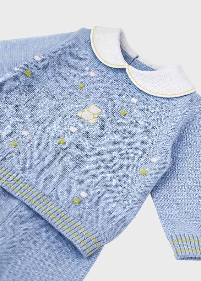 Completo Cotone Pois Nocciolina Cielo EK5650 corredino e abbigliamento neonato | NANU' BABY