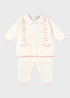 Completo Cotone Punto Smock Rosa MARCO/CN corredino e abbigliamento neonato | NANU' BABY
