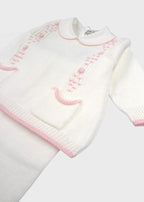 Completo Cotone Punto Smock Rosa MARCO/CN corredino e abbigliamento neonato | NANU' BABY