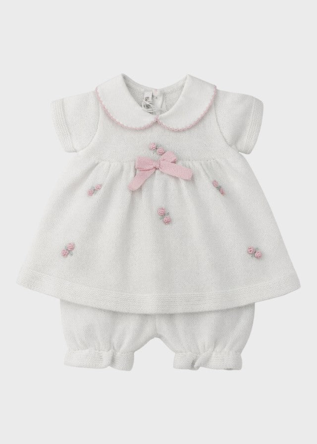 Completo Cotone Roselline Bianco 463 corredino e abbigliamento neonato | NANU' BABY