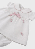 Completo Cotone Roselline Bianco 463 corredino e abbigliamento neonato | NANU' BABY