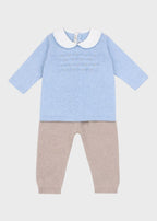 Completo Cotone Smock Cielo NIDO/584 - C corredino e abbigliamento neonato | NANU' BABY