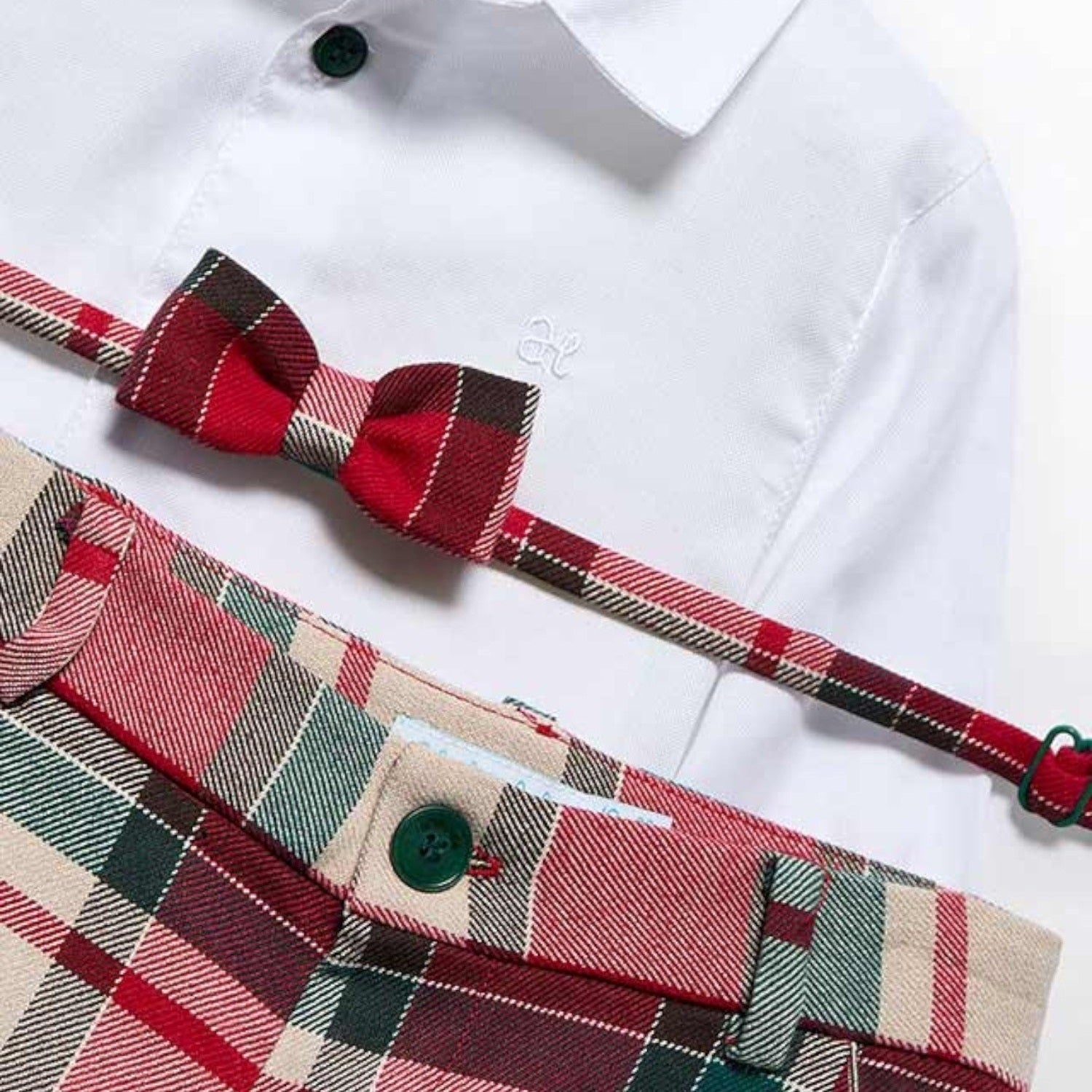 Completo di bermuda scozzese Bimbo Rosso 5706/2 corredino e abbigliamento neonato | NANU' BABY