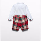 Completo di bermuda scozzese Bimbo Rosso 5706/2 corredino e abbigliamento neonato | NANU' BABY