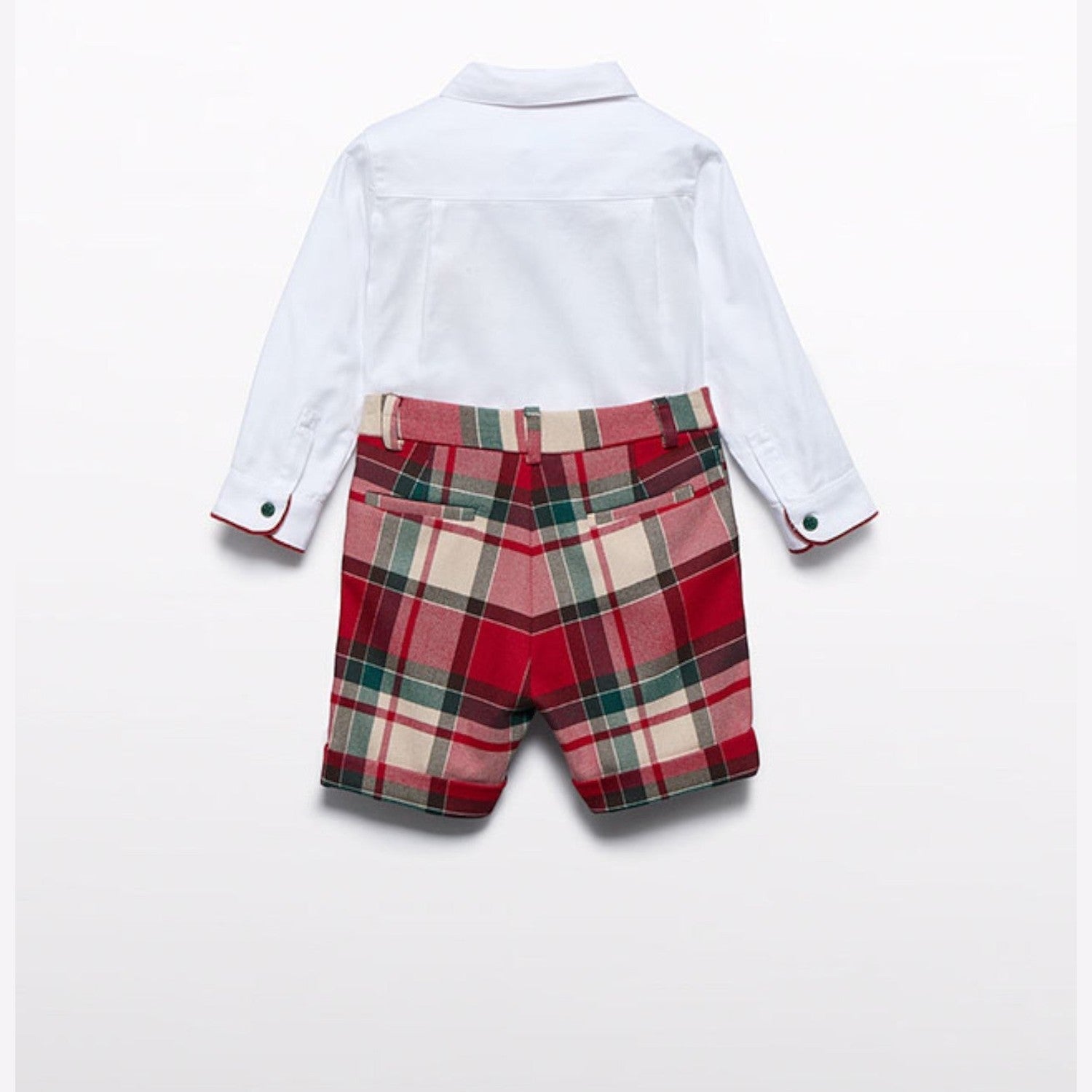 Completo di bermuda scozzese Bimbo Rosso 5706/2 corredino e abbigliamento neonato | NANU' BABY