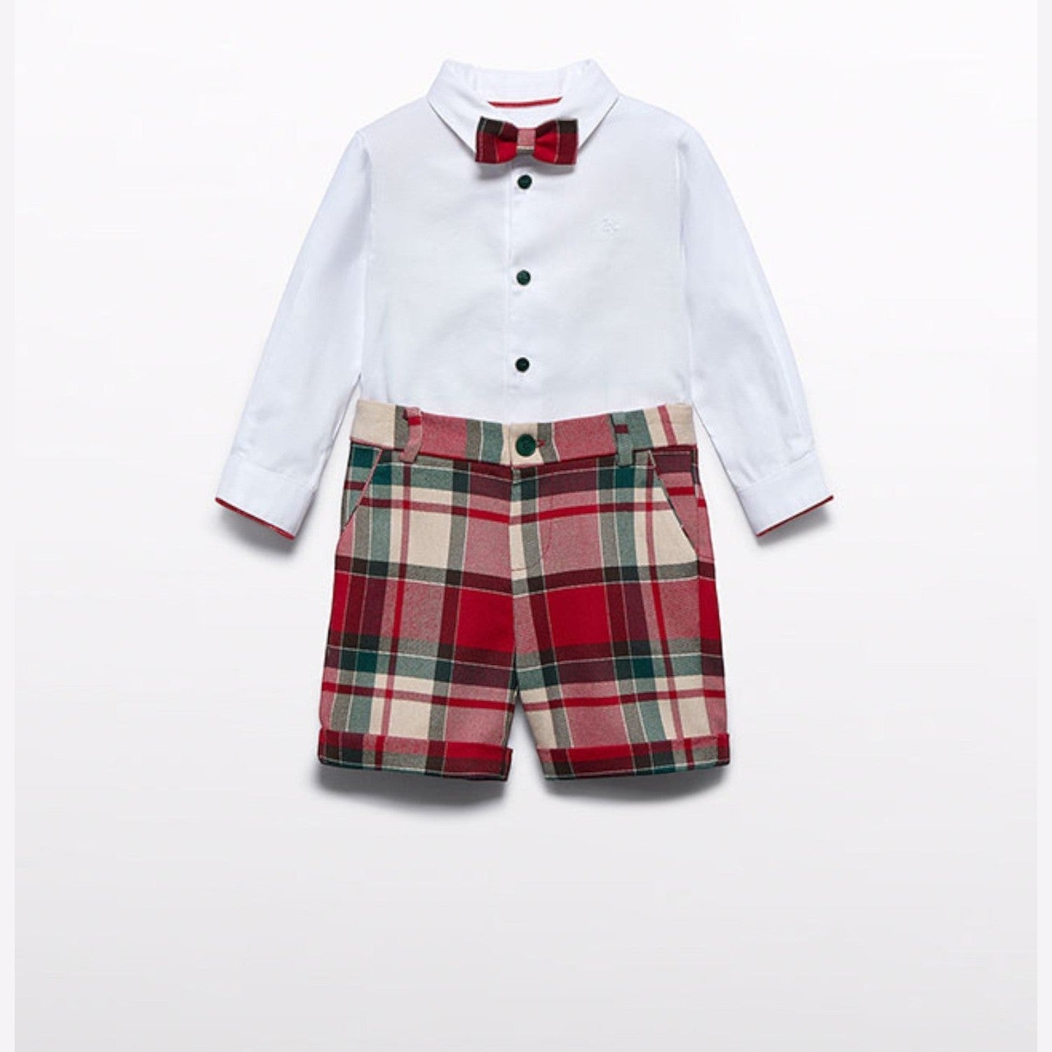 Completo di bermuda scozzese Bimbo Rosso 5706/2 corredino e abbigliamento neonato | NANU' BABY