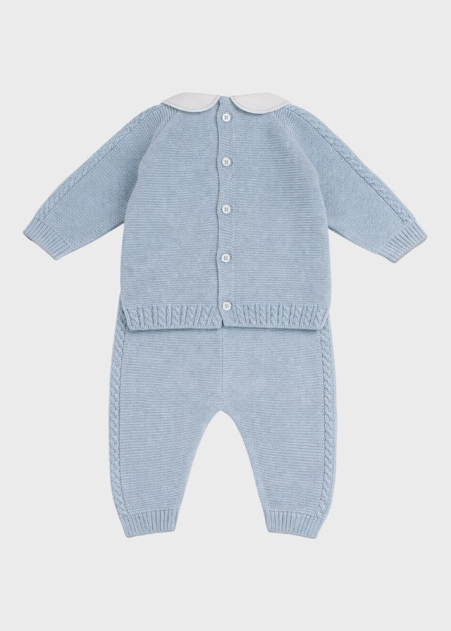 Completo Fiocchetti Tortora Cielo EK6350/C corredino e abbigliamento neonato | NANU' BABY