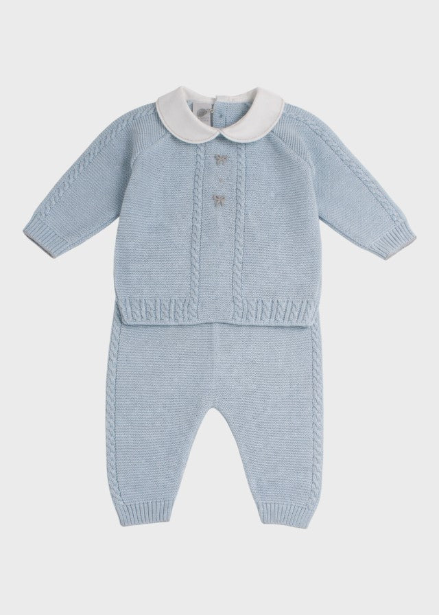 Completo Fiocchetti Tortora Cielo EK6350/C corredino e abbigliamento neonato | NANU' BABY