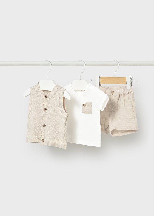 Completo Gilet Maglia Avorio 1279/2 corredino e abbigliamento neonato | NANU' BABY
