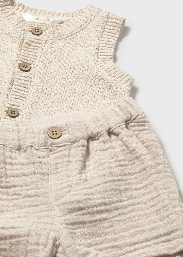 Completo Gilet Maglia Avorio 1279/2 corredino e abbigliamento neonato | NANU' BABY