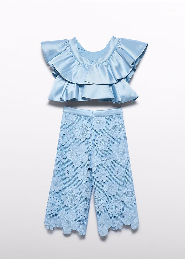 Completo Maglia Volant Pantalone Macramè 5212/11 corredino e abbigliamento neonato | NANU' BABY