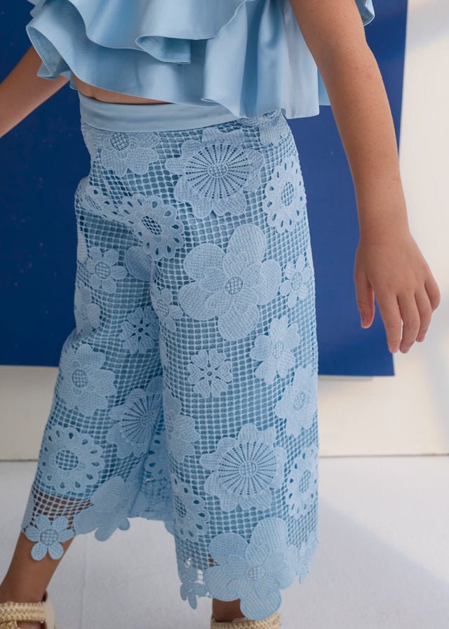 Completo Maglia Volant Pantalone Macramè 5212/11 corredino e abbigliamento neonato | NANU' BABY