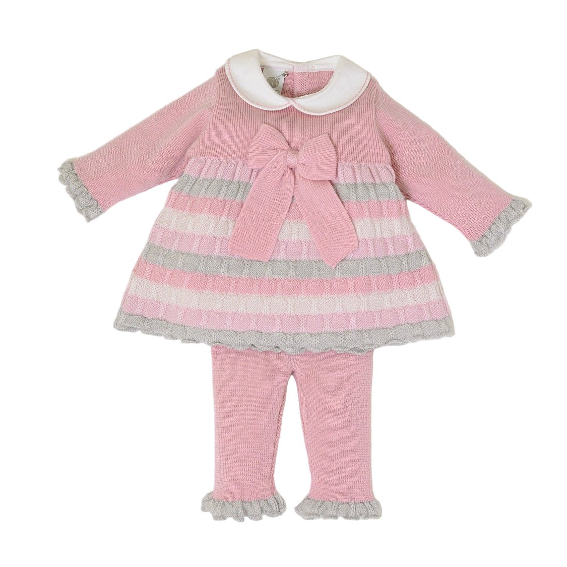 Completo Nascita Neonata Lana Vergine 100% Rosa Cipria Multicolor IN2319/R corredino e abbigliamento neonato | NANU' BABY