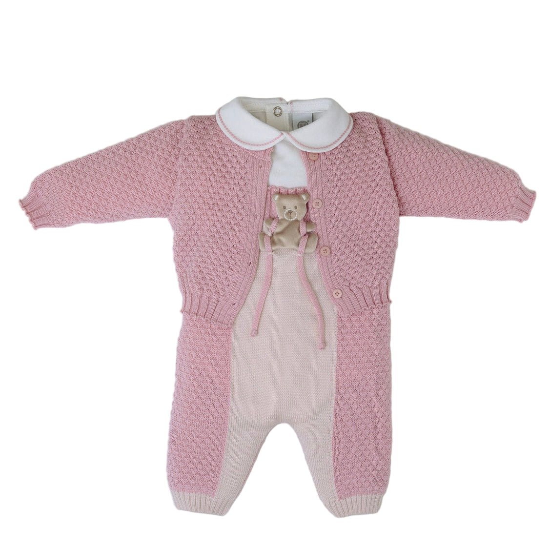 Completo Nascita Neonata Lana Vergine 100% Rosa Mongolfiera IN5731/R corredino e abbigliamento neonato | NANU' BABY
