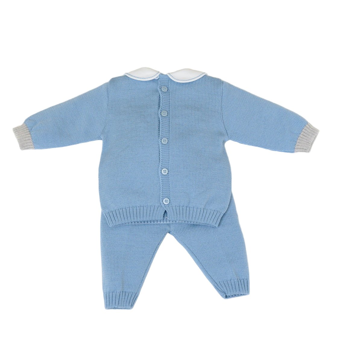 Completo Nascita Neonato Lana Vergine 100% Cielo Polvere Grigio Melange IN6850/C corredino e abbigliamento neonato | NANU' BABY