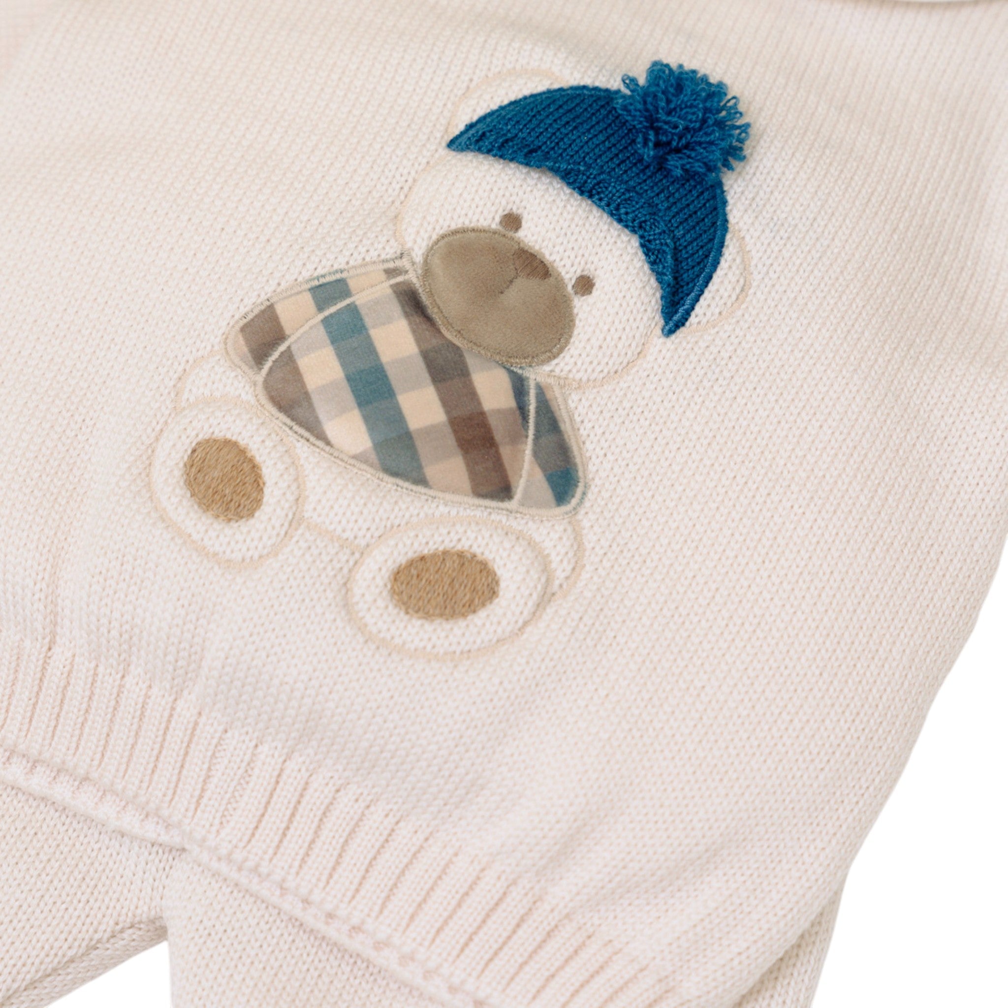 Completo Nascita Neonato Lana Vergine 100% Natural Zaffiro Orsetto Berretto IN7150/Z corredino e abbigliamento neonato | NANU' BABY