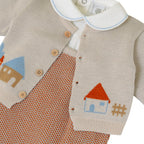 Completo Neonato Lana Vergine 100% Tortora Cielo Polvere IN5131/C corredino e abbigliamento neonato | NANU' BABY