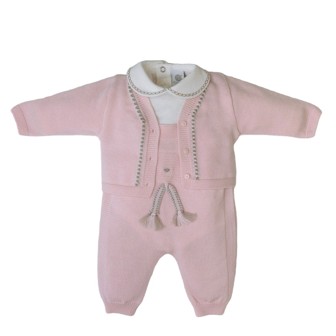 Completo Orsetta Neonata Lana Vergine 100% Rosa IN5331/R corredino e abbigliamento neonato | NANU' BABY