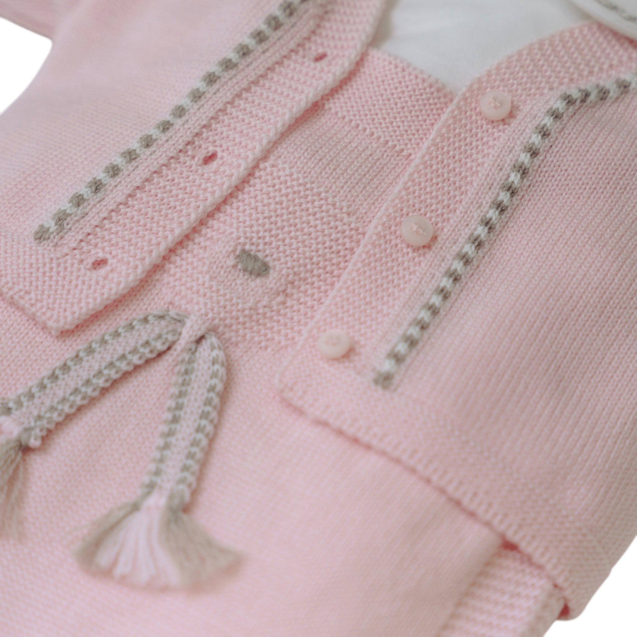 Completo Orsetta Neonata Lana Vergine 100% Rosa IN5331/R corredino e abbigliamento neonato | NANU' BABY