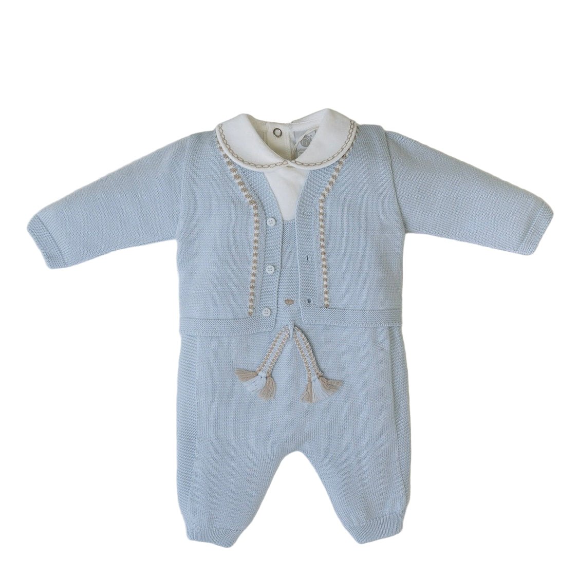 Completo Orsetto Neonato Lana Vergine 100% Cielo IN5331/C corredino e abbigliamento neonato | NANU' BABY