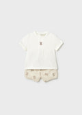 Completo Pantaloncini Maglietta Avorio 1274/32 corredino e abbigliamento neonato | NANU' BABY