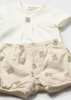 Completo Pantaloncini Maglietta Avorio 1274/32 corredino e abbigliamento neonato | NANU' BABY