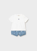 Completo Pantaloncini Maglietta Turchese 1274/33 corredino e abbigliamento neonato | NANU' BABY