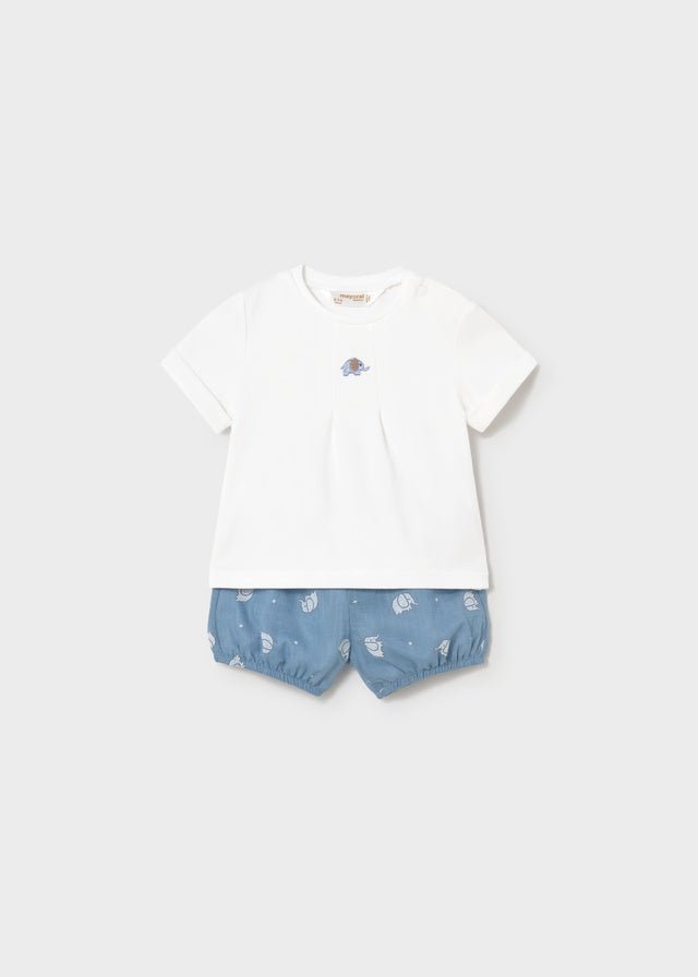 Completo Pantaloncini Maglietta Turchese 1274/33 corredino e abbigliamento neonato | NANU' BABY