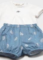 Completo Pantaloncini Maglietta Turchese 1274/33 corredino e abbigliamento neonato | NANU' BABY
