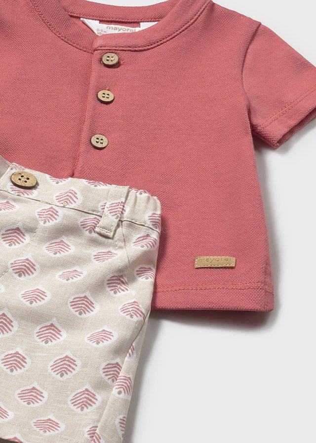 Completo Pantaloncini Polo Arancione 1281/48 corredino e abbigliamento neonato | NANU' BABY