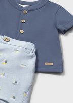 Completo Pantaloncini Polo Blu 1281/47 corredino e abbigliamento neonato | NANU' BABY