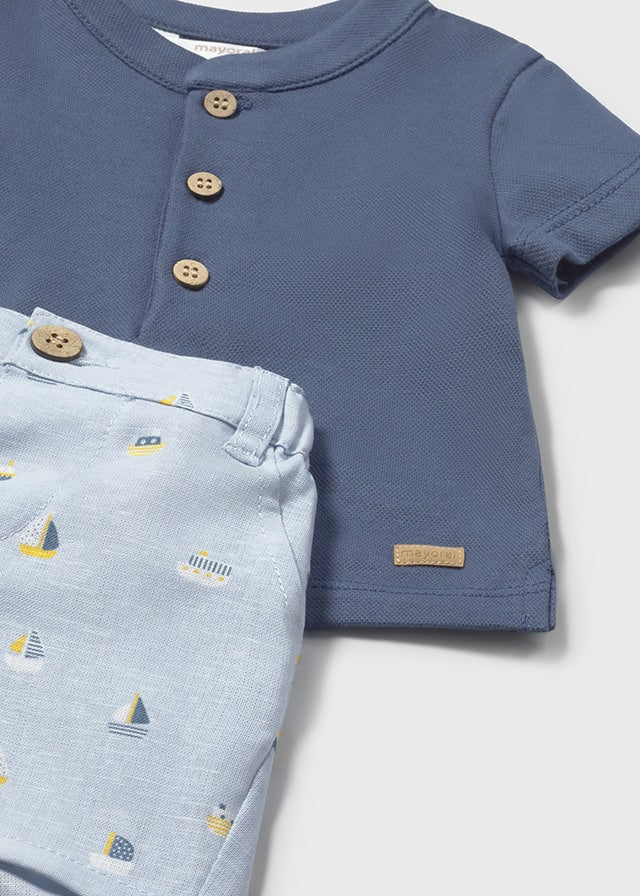 Completo Pantaloncini Polo Blu 1281/47 corredino e abbigliamento neonato | NANU' BABY