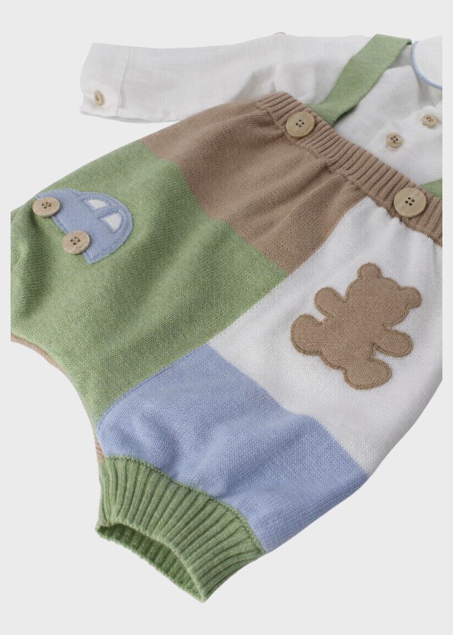 Completo Salopette Camicia Verde MF218277/4470 corredino e abbigliamento neonato | NANU' BABY