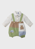 Completo Salopette Camicia Verde MF218277/4470 corredino e abbigliamento neonato | NANU' BABY