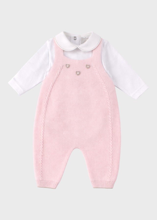 Completo Salopette Cuoricini Rosa EK6331/R corredino e abbigliamento neonato | NANU' BABY