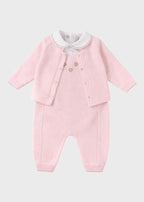 Completo Salopette Cuoricini Rosa EK6331/R corredino e abbigliamento neonato | NANU' BABY