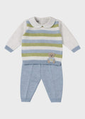 Completo Teddy Ricamato Cielo EK6050/C corredino e abbigliamento neonato | NANU' BABY